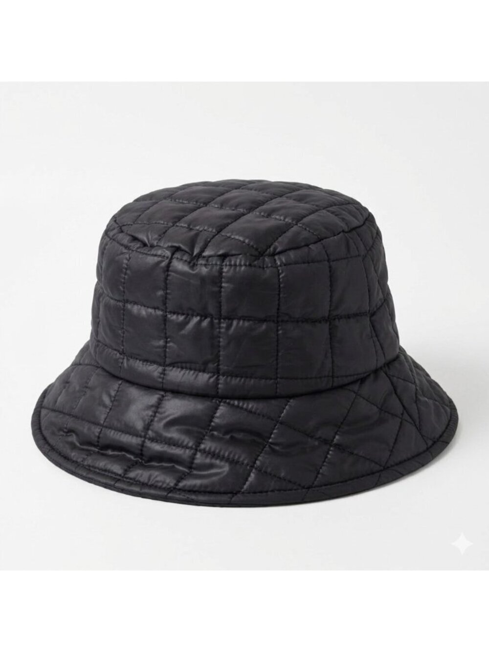 Vero Moda Puffer Quilted Bucket Hat M/ L Black Packable Edgy Eco Friendly Grunge - Picture 1 of 13